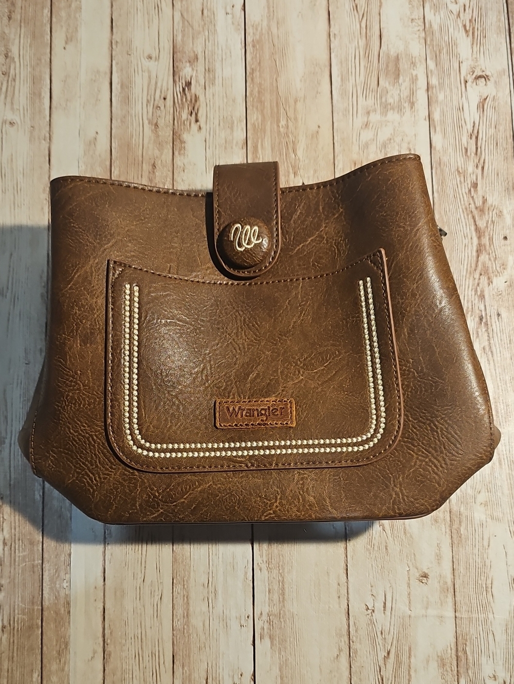 Wrangler Brown Belt Bag with Front Pocket and Stitch Detail